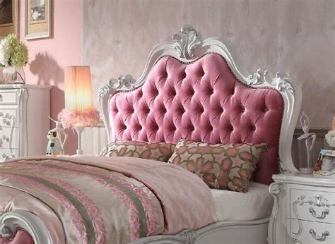 Pink and white bedroom set. Pink and Antique White Panel Bedroom Set 5 Pcs Acme ...