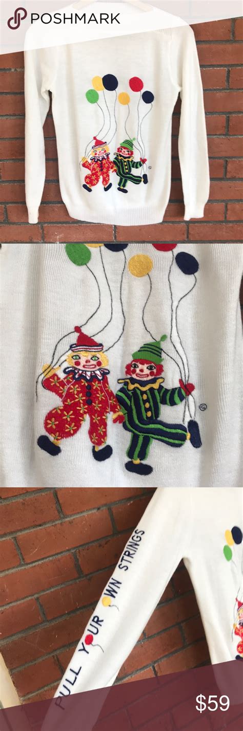 🌵vintage Cyn Les Shirlee Designs Clown Sweater Vintage Sweaters