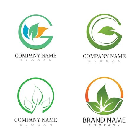 Logos De Vecteur D L Ment Nature Cologie Feuille Verte Vecteur Premium