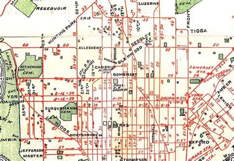 Philadelphia Trolley Tracks 1923 Prt Transit Map Tioga Lehigh Philly