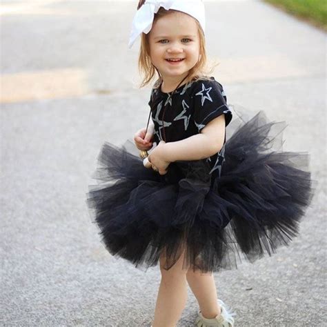 Girls Black Tutu Skirts Kids Ballet Tulle Pettiskirts Underskirt With