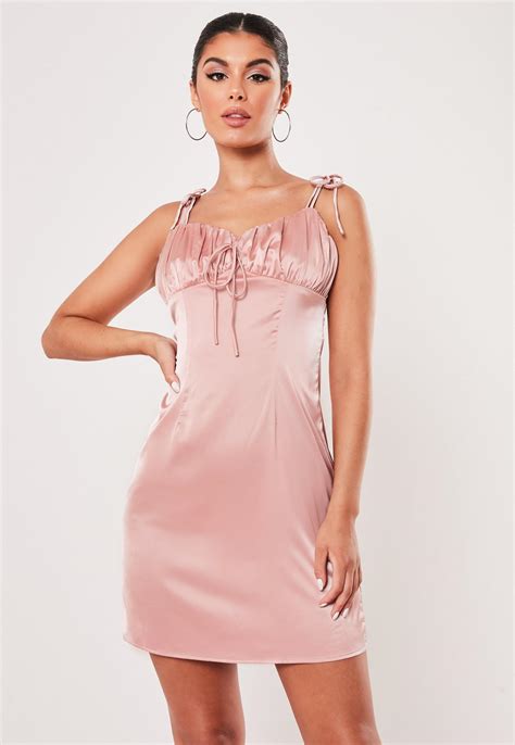 Tall Pink Strappy Ruched Bust Mini Dress Missguided