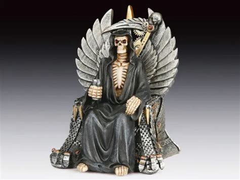 Grim Reaper Skeleton Sitting Figurine Statue Halloween Ebay