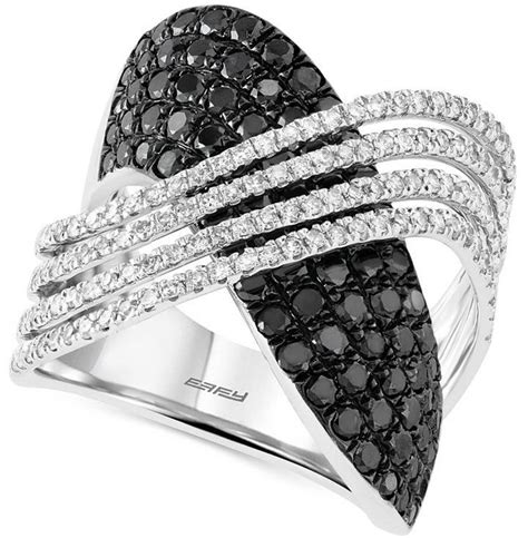 Effy Caviar By Black And White Diamond 2 Ct Tw Crossover Ring In