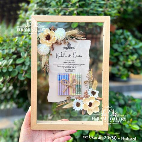 Jual Mahar Pernikahan Transparan Bingkai Mahar Rustic Dried Flower