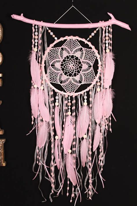 In Stock Pink Dreamcatcher Boho Pink Dream Catcher Pink Crochet