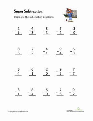 Play and learn english & world of disney. Single-Digit Subtraction | Subtraction worksheets ...
