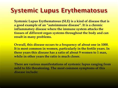 Ppt Systemic Lupus Erythematosus Causes Symptoms Daignosis
