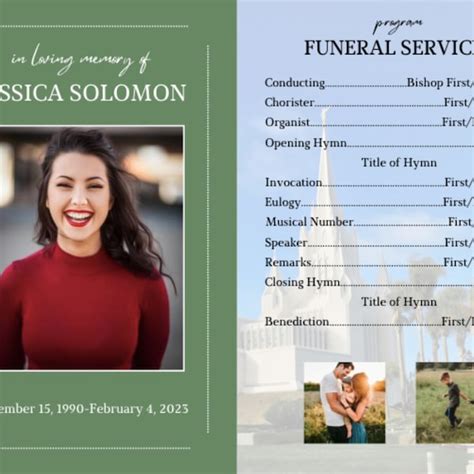 Lds Funeral Program Template Editable Etsy