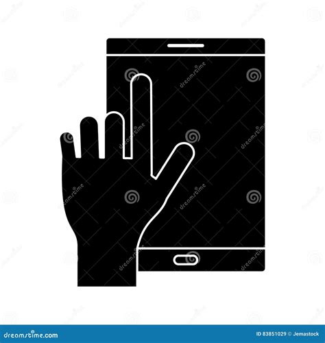 Silhouette Smartphone Device Mobile Screen Stock Vector Illustration