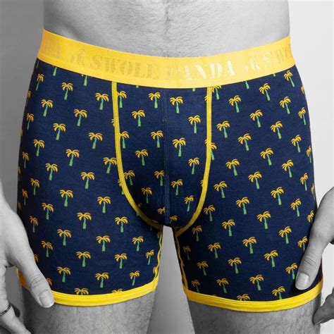 Palm Tree Mens Bamboo Boxers By Swole Panda Yellow Band Bamboofeet