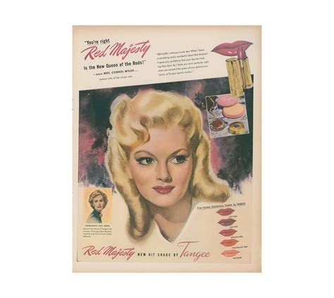 1947 Tangee Lipstick Ad Beautiful Blonde Model Makeup Etsy