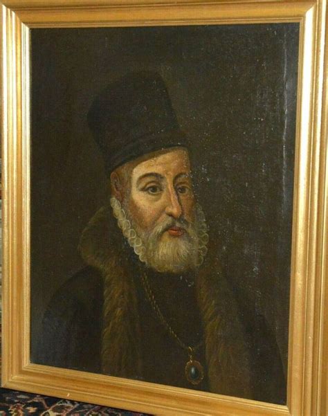 Antico Dipinto Ritratto Duca Nobile Tela Su Tavola 1600 1500 Epoca