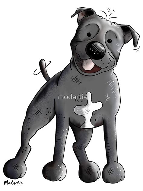 Funny Staffordshire Bull Terrier Cartoon Canvas Print By Modartis
