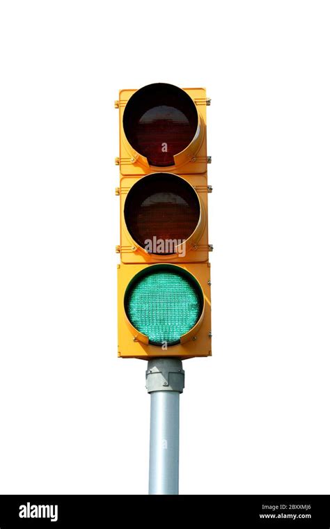 Isolated Green Traffic Signal Light On White Stock Photo Alamy