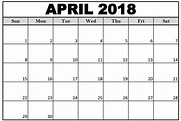 Printable April 2018 Calendar - Printable Word Searches