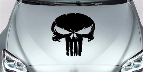 Jeep Punisher Skull Distressed Hood Side Vinyl Decal Sticker For Car