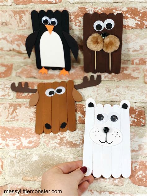 Popsicle Stick Arctic Animal Crafts Messy Little Monster