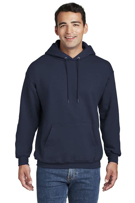 Hanes Ultimate Cotton Pullover Hooded Sweatshirt In Navy With A Custom