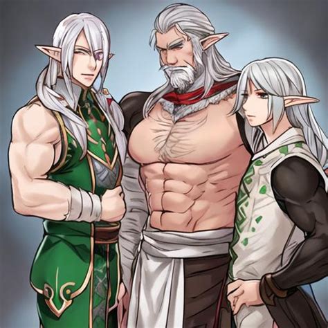 Bara Elf Anime Man Grey Hair Older Man Openart