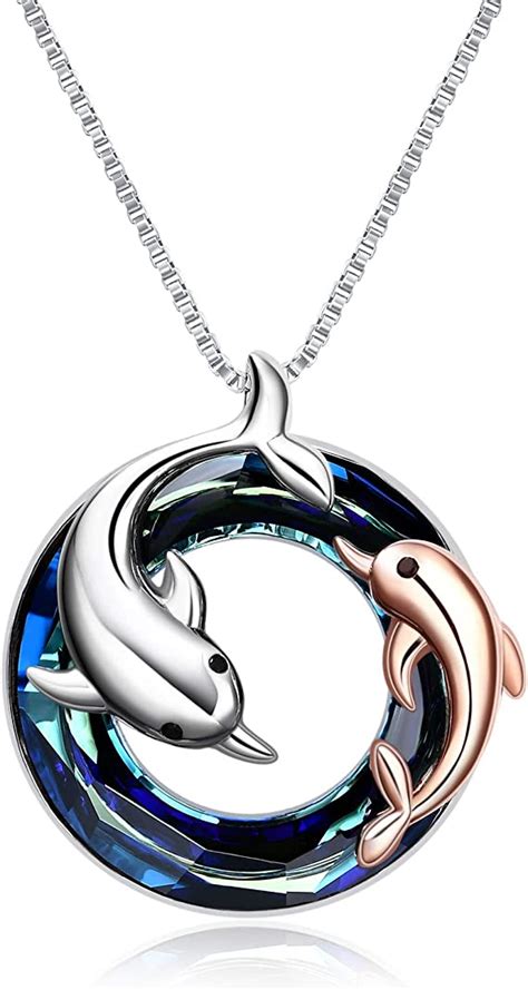 Onefinity Sterling Silver Dolphin Necklaces Crystal Dolphin Pendant