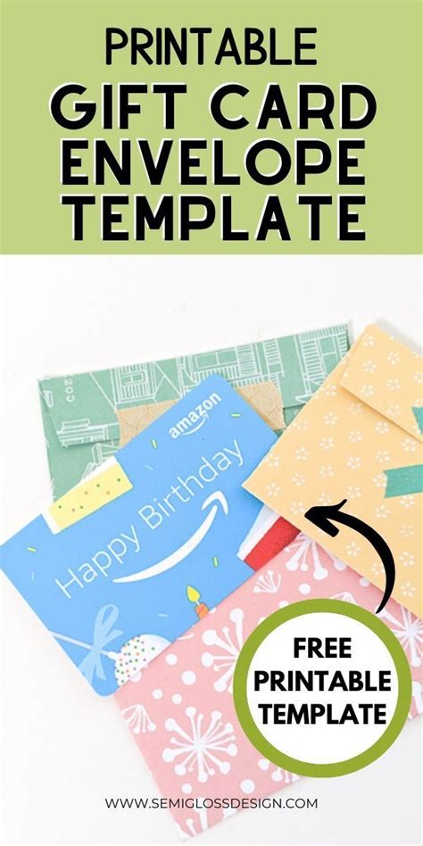 The Printable Gift Card Envelope Template Is Shown