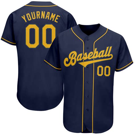 Custom Own Navy Gold Authentic Baseball Stitched Jersey Free Shipping