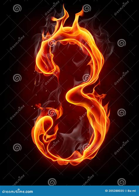 Fire Number Isolated On Black Background Stock Illustration