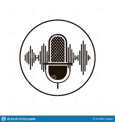 Microphone With Sound Wave Isolated Icon Stock Vector Illustration Of