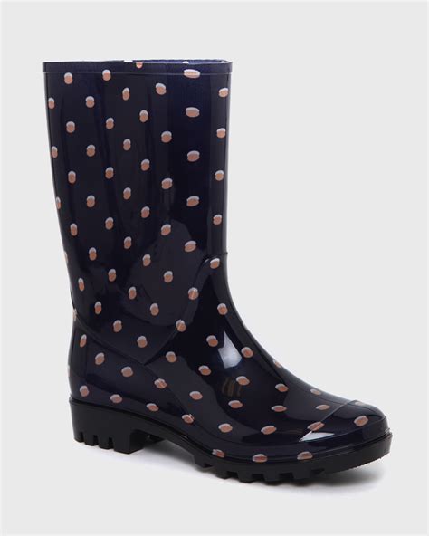 Dunnes Stores Navy Polka Dot Wellies