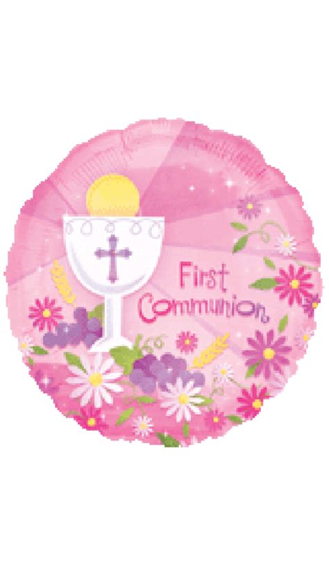 First Communion Pink Foil Balloon The Partys Here