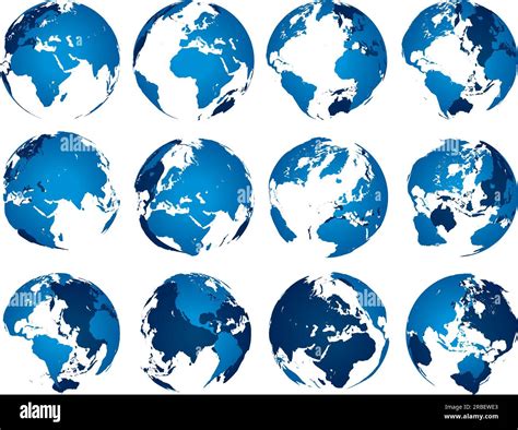 Blue Earth Globe Globes Sphere Silhouette Europe Asia And America