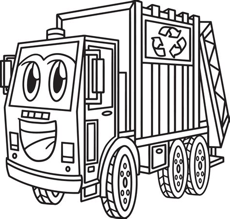 Garbage Truck With Face Vehicle Coloring Page 10002741 Vector Art At