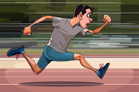 Cartoon Man Running Purposefully At A Very High Speed Stock Vector