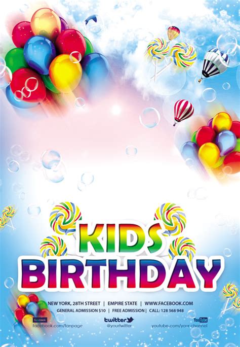 تراکت و پوستر لایه باز جشن تولد و مهد کودک Psd با طراحی زیبا و تصاویر