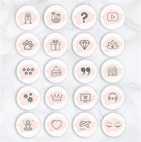 blush pink instagram story highlight icons