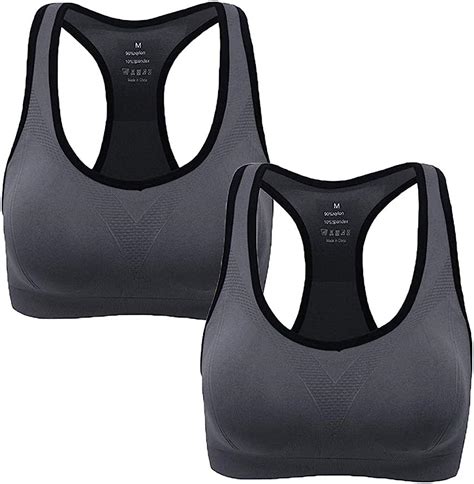 Layle Women Racerback Sports Bras High Impact Workout Gym Activewear Bra Grey L At Amazon