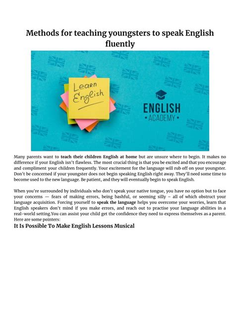 Ppt Methods For Teaching Youngsters To Speak English Fluently