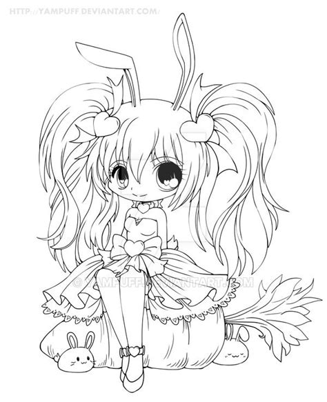 Yampuff Chibi Girl Coloring Page