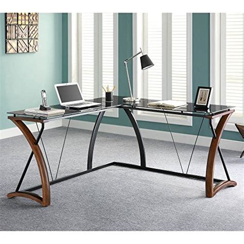 Whalen Newport Wood And Glass L Desk Office Supply