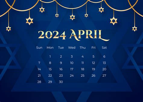 Jewish Calendar April 2024 Template Edit Online And Download Example
