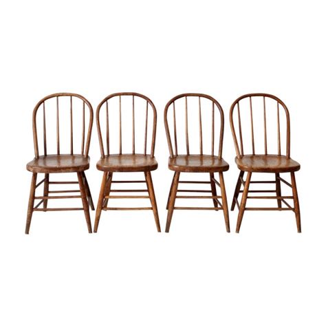 Antique Primitive Spindle Back Dining Chairs S4 Chairish