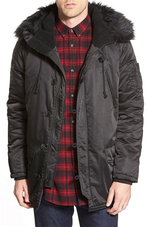 Members Only Hooded Military Parka With Faux Fur Trim Nordstrom