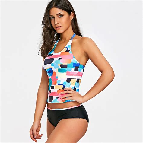 Bikinis Women Swimsuit Plus Size Tankini Bikini Swimwear Push Up Halter Colorful Print Pattern