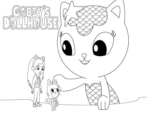 Mercat And Small Gabby With Pandy Coloring Sheet Etsy Israel