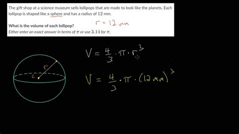 Volume Of Spheres Word Problems Youtube
