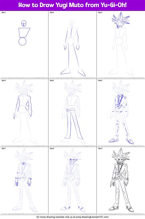 How To Draw Yugi Muto From Yu Gi Oh Printable Step By Step Drawing