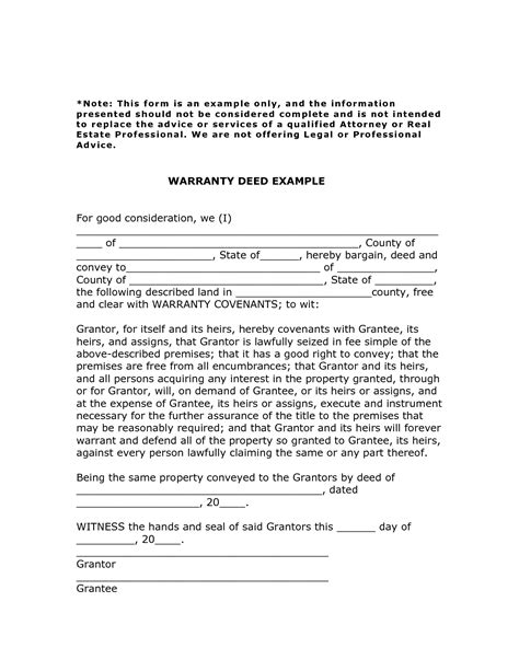 Deed Template Free Printable Documents