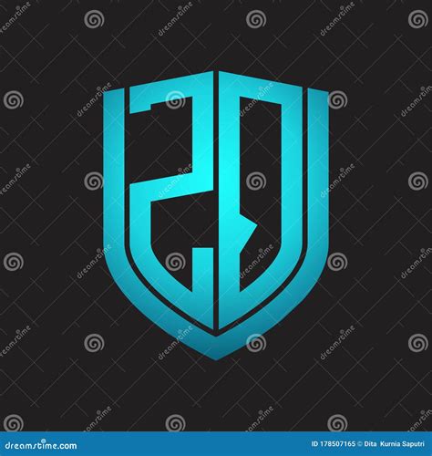 Zq Logo Monogram With Emblem Shield Design Isolated With Blue Colors On