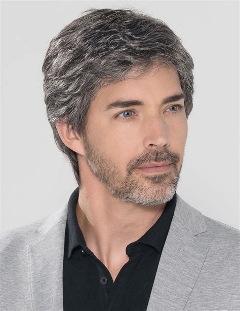 Gentry Grey Lace Front Mono Top Mens Wavy Wig Pixie Wigs Lace Front